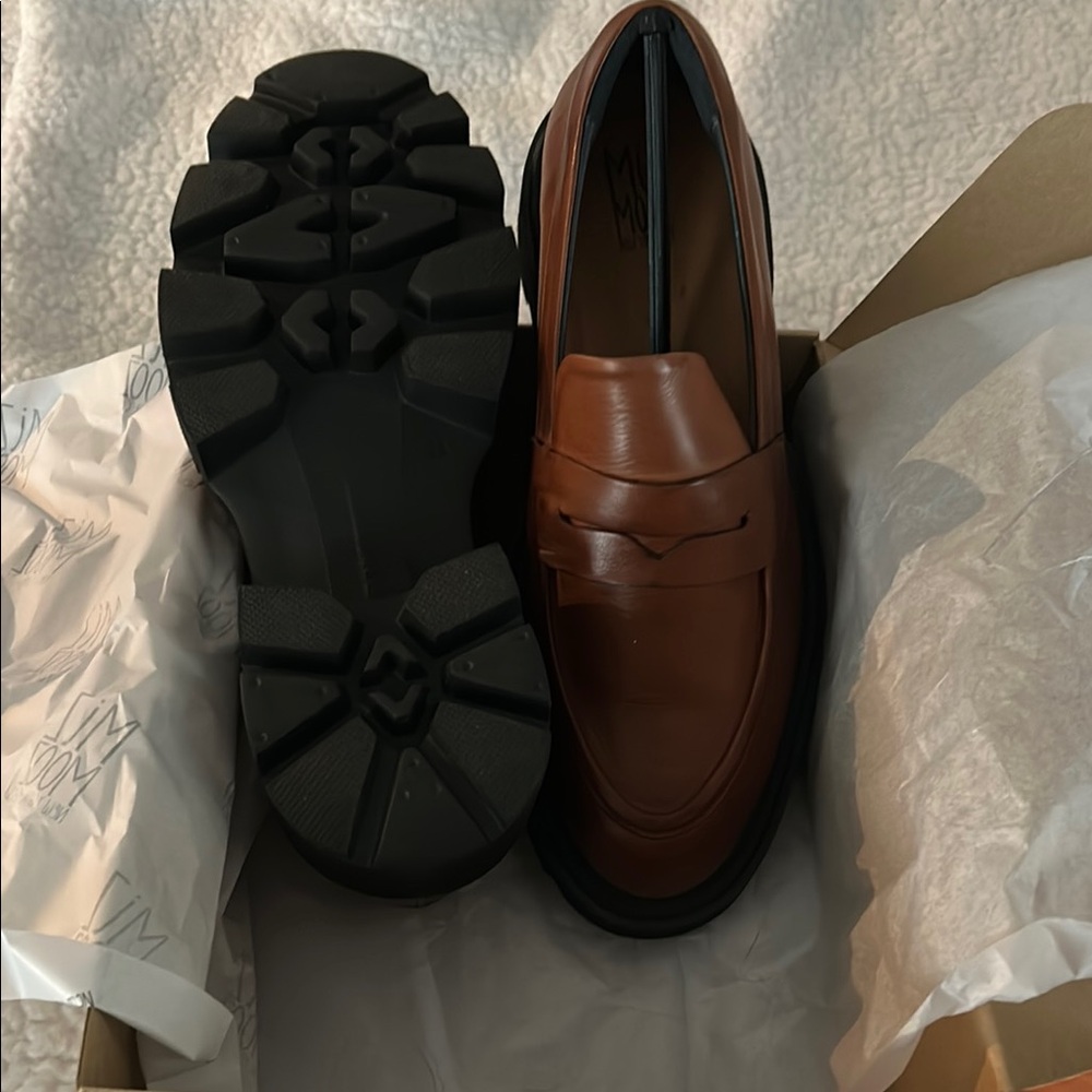 Miz Mooz Chestnut Leather Loafers